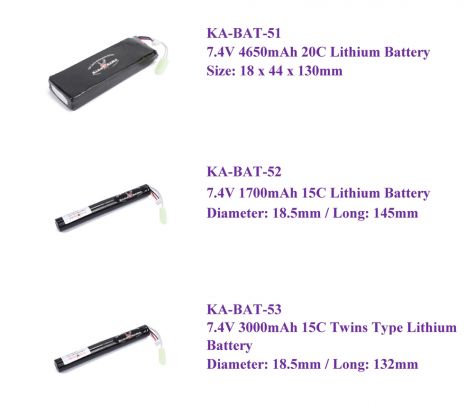 King Arms Lithium Batteries